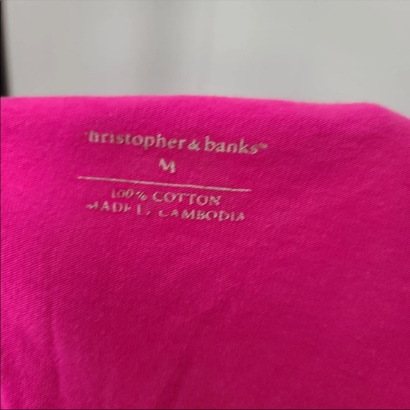 Christopher & Banks Womens Pink Vneck Shirt Size Medium - Picture 2 of 4